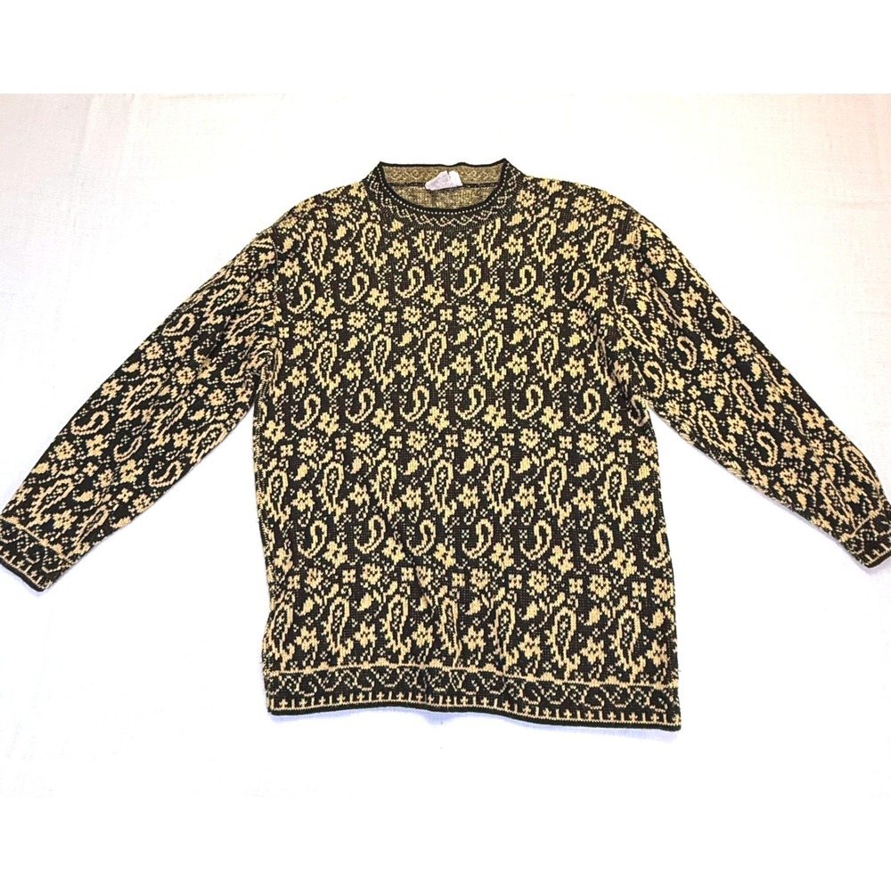 Vintage 80s Cricket Lane Knit Sweater‎ Paisley Pattern USA Made Size M/L